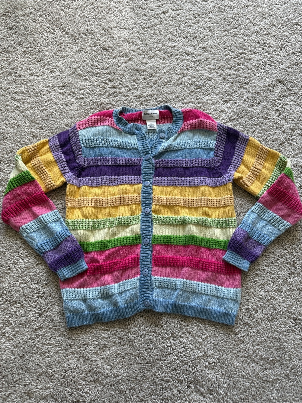 Bright Multicolor Striped Women's Cardigan Sweater Size Small